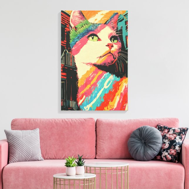 Gato colorido - Arte abstracto negrita (Insitu (Sala de estar))