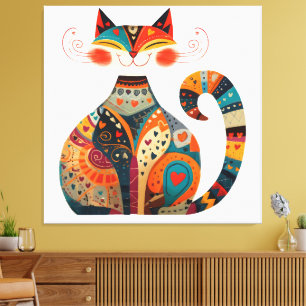 Gato Colorido de Arte Popular