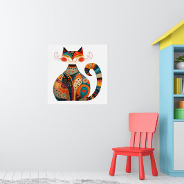 Gato Colorido de Arte Popular