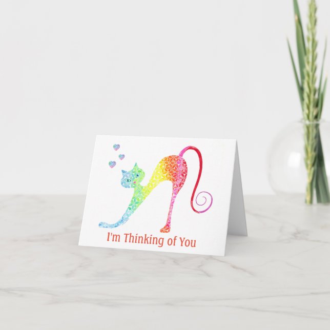 Gato colorido - Pequeño, tarjeta de nota plegada d (Anverso)