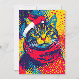Gato Colorido Pop Art Texto Personalizado Navidad