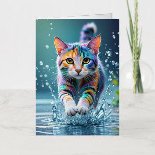 Gato colorido, salpicadura, pintura, calificación