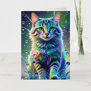 Gato colorido, salpicadura, pintura, calificación
