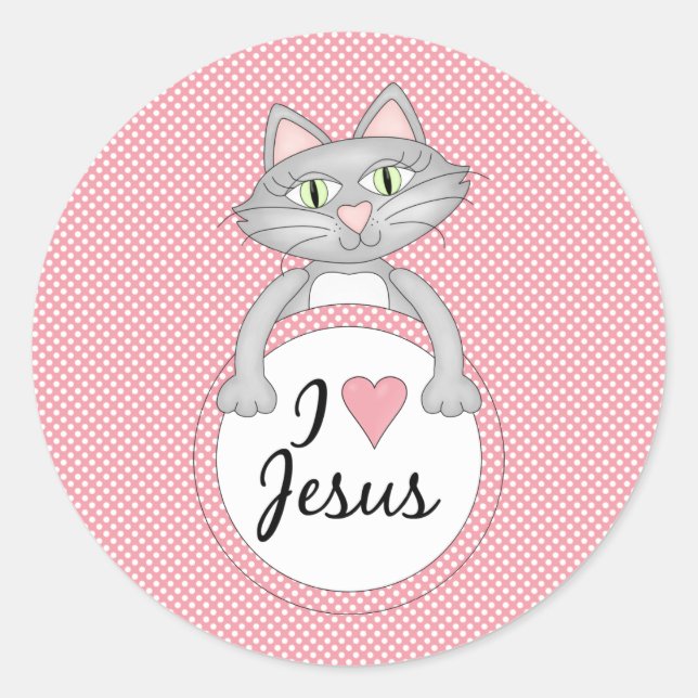 Gato cómico que amo a Jesús Pegatinas Sedes (Anverso)
