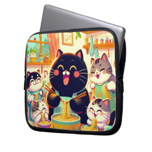 Gato comiendo fideos con amigos Bolsa electrónica
