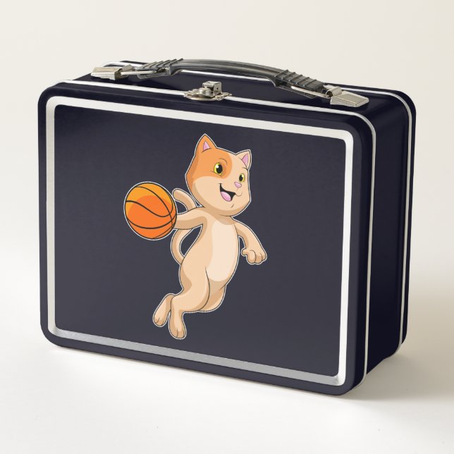 Gato como jugador de baloncesto con baloncesto (Anverso)