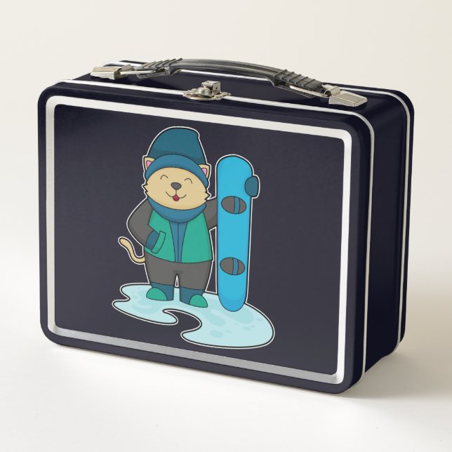 Gato como snowboarder con Snowboard (Anverso)