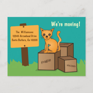 Gato con cajas - Estamos mudando tarjeta postal