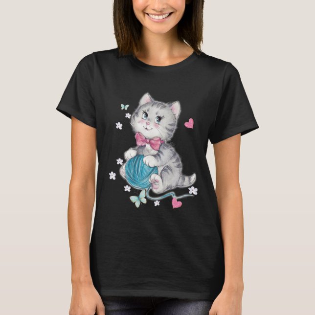 Gato con camiseta de bolas de lana | Gracioso obse (Anverso)