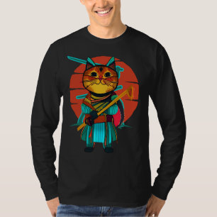Gato con camiseta katana