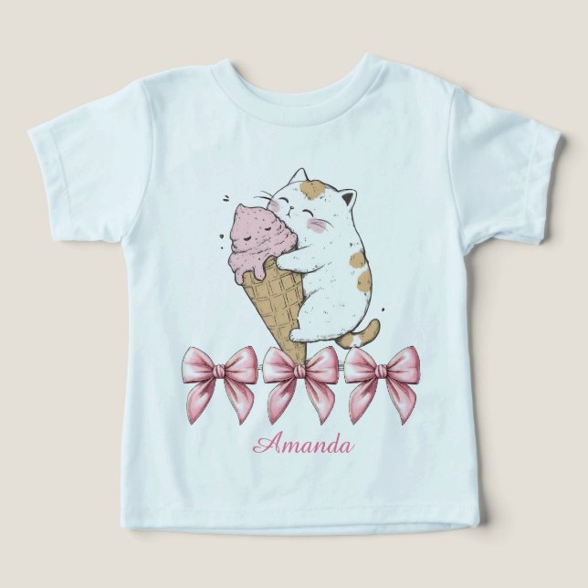 Gato con cono de helado y camiseta de bebé (Diseño delantero )