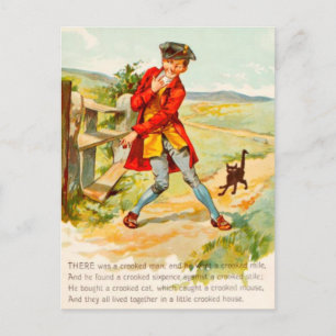 Gato con crucidez vintage, tarjeta postal para hom