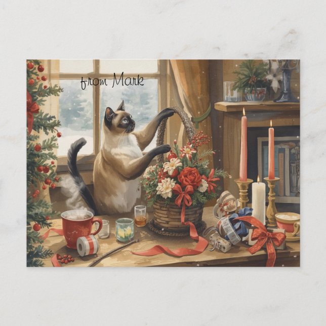 Gato con Flores  Colección de Invierno Navidad (Anverso)