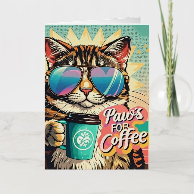 Gato con gafas de sol de gran tamaño con café (Anverso)