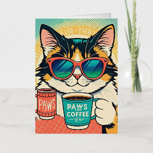 Gato con gafas de sol de gran tamaño, sosteniendo