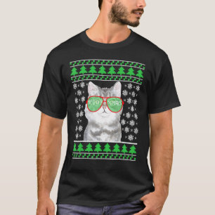 Gato Con Gafas De Sol Meowy Jersey Feo De Navidad