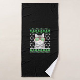 Gato con gafas de sol Navidades feos suéter