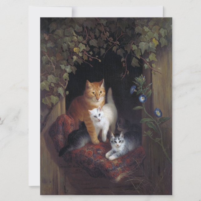 Gato con gatitos feliz cumpleaños (Anverso)