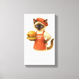 Gato con hamburguesa para decoración de cocina