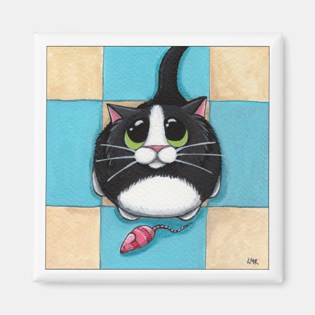 Gato con imán de ratón juguete (Frente)