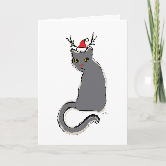Gato con la nariz roja de Santa del navidad (Anverso)