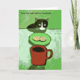 Gato con la tarjeta de Navidad de las galletas