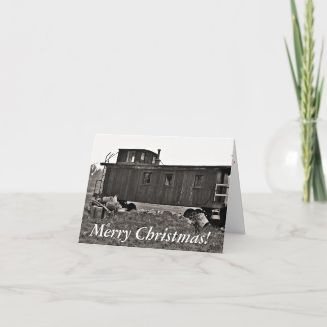 Gato con la tarjeta de Navidad del tren - la (Anverso)