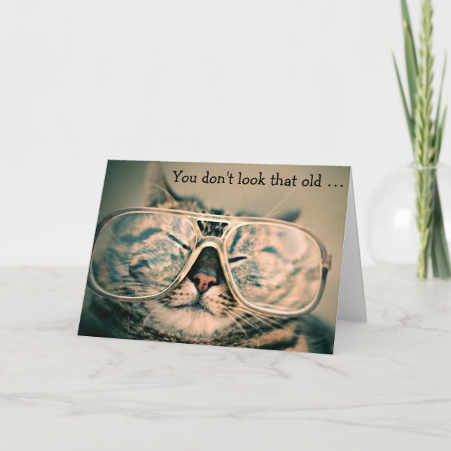 Gato con los vidrios: Tarjeta de cumpleaños (Anverso)