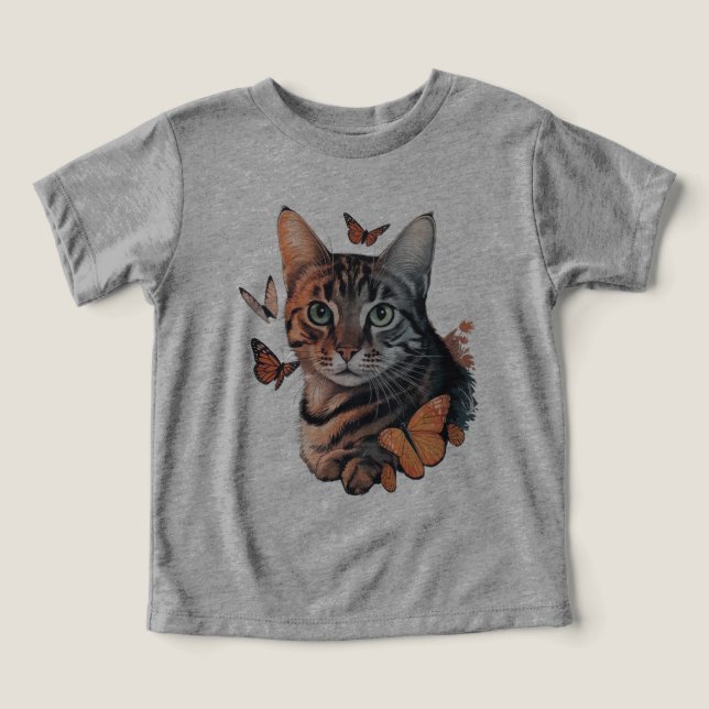 Gato con mariposas monarcas (Diseño delantero )