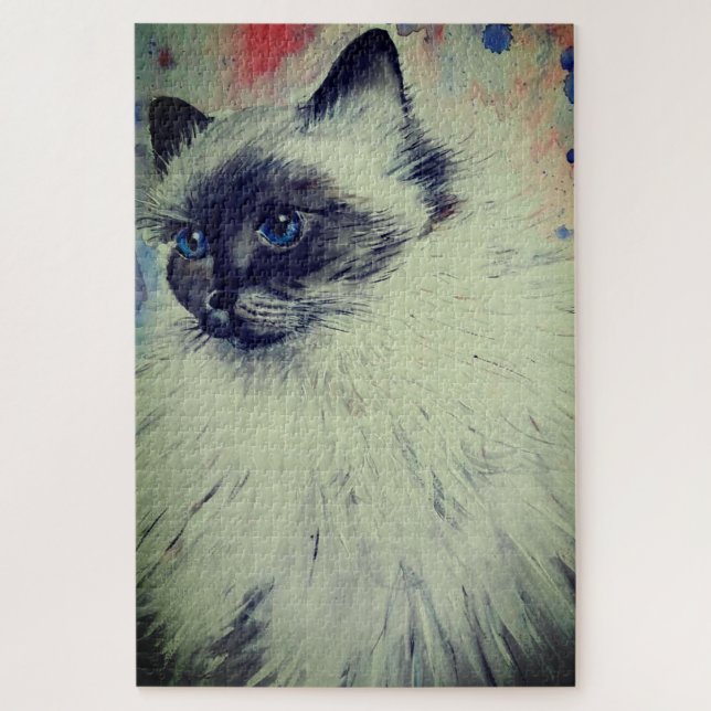 Gato Con Ojos Azules Rompecabezas Amo A Mis Mascot (Vertical)