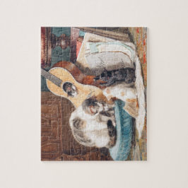 Gato con rompecabezas musicales