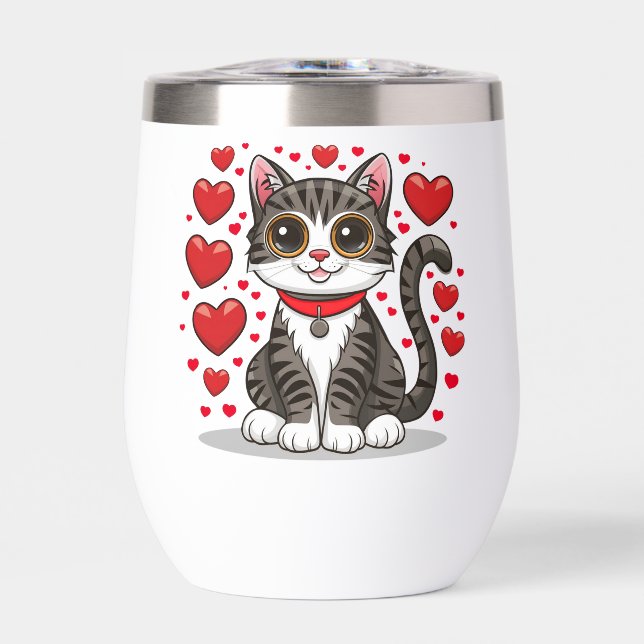 Gato con Símbolos de Amor Clipart-85245 (Frente)