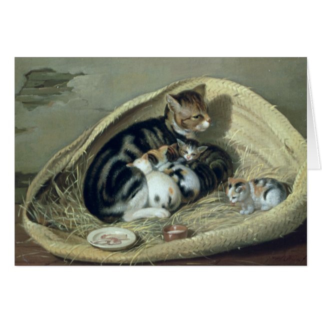 Gato con sus gatitos en una cesta, 1797 (Anverso (Horizontal))
