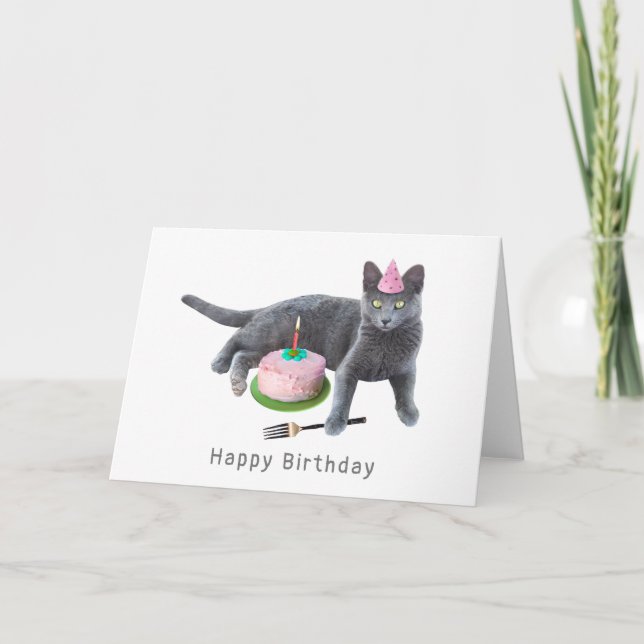Gato con tarjeta de cumpleaños para pasteles (Anverso)