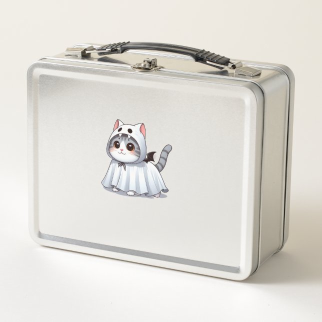 Gato con traje fantasma para Halloween (Anverso)