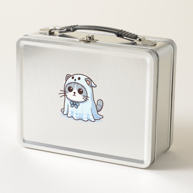 Gato con traje fantasma para Halloween (Anverso)