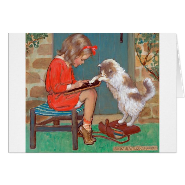 Gato con una Chica, Jessie Willcox Smith (Anverso (Horizontal))