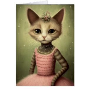 Gato con vestido rosa Todas las ocasiones saludo