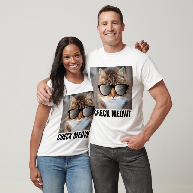 GATO CON VIDRIO DE SOL, Camisetas divertidas, COMP (Unisexo)
