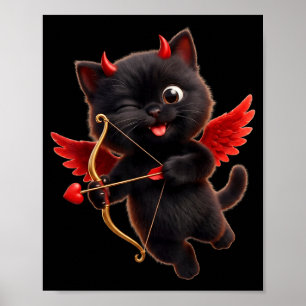 Gato Cupido Diablo Arte Lindo Ángel Demonio Gato D