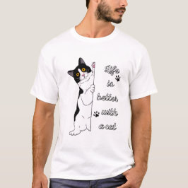 Gato Curioso Asomándose – Camiseta Divertida de Di