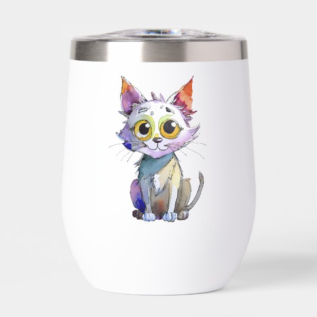 Gato de acuarela caprichoso (Frente)