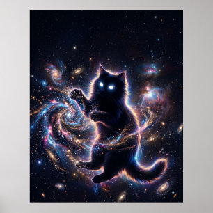 Gato de Agujero Negro Jugando Arte de Polvo Estela