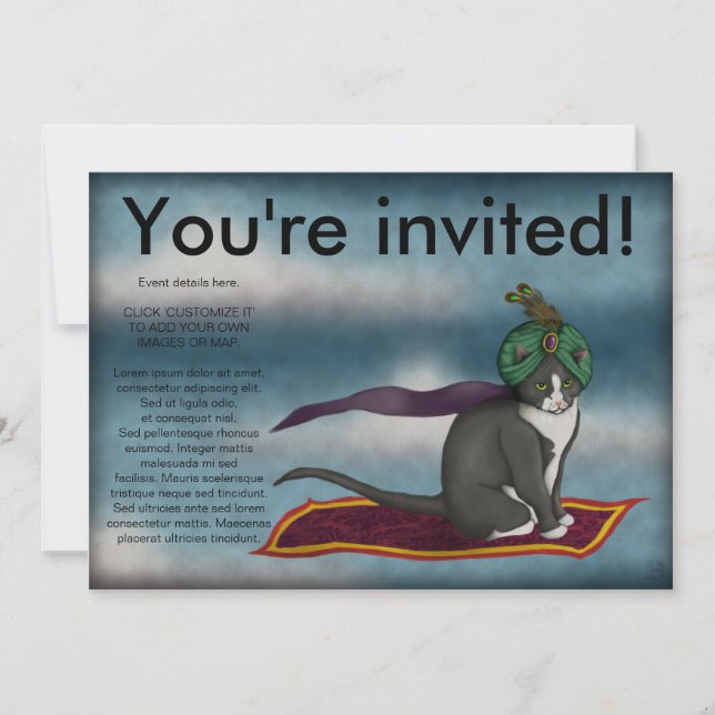 Gato de alfombra mágica, invitación (Anverso)