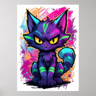 Gato de Arte Callejero Grafiti Vibrante