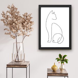 Gato de arte de línea abstracto mínimo