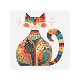 Gato de arte popular colorido