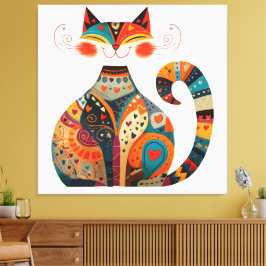 Gato de arte popular colorido