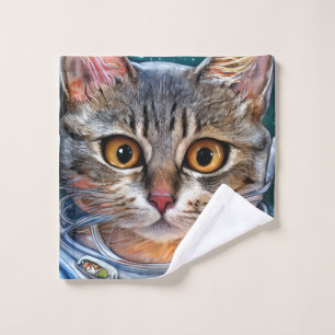 Gato de astronauta espacial sorprendido