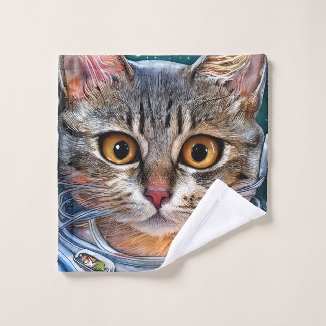Gato de astronauta espacial sorprendido (Toallita)